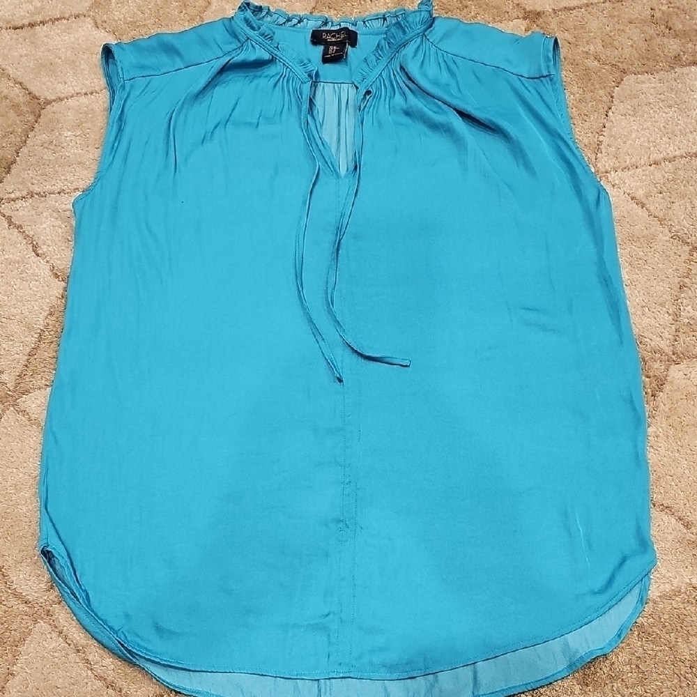 RACHEL Rachel Roy Blue Sleeveless Tie Front Blouse